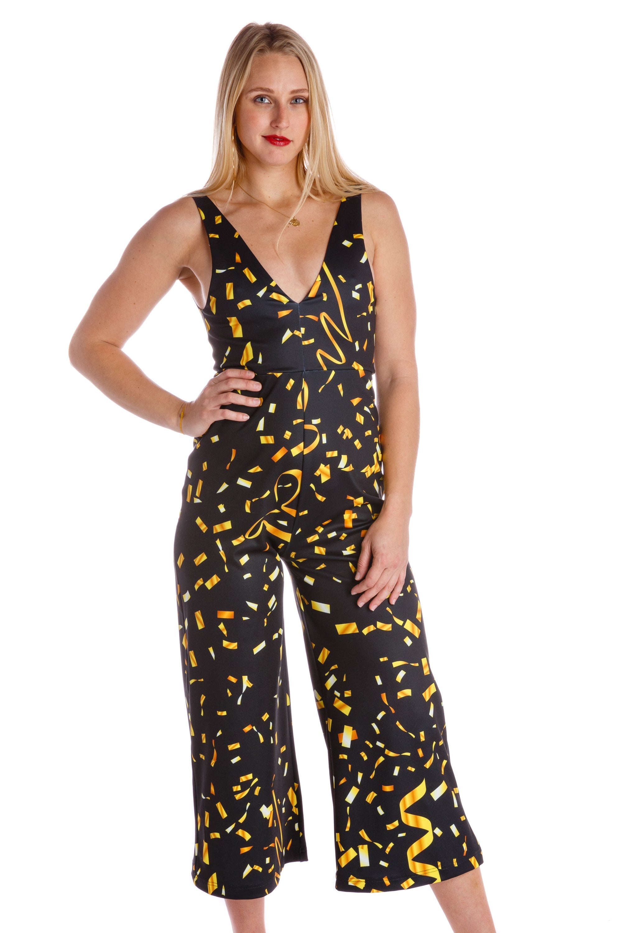 The Perignon Playgirl | Gold Confetti Jumpsuit