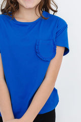 Royal Blue Ruffle Pocket Tee