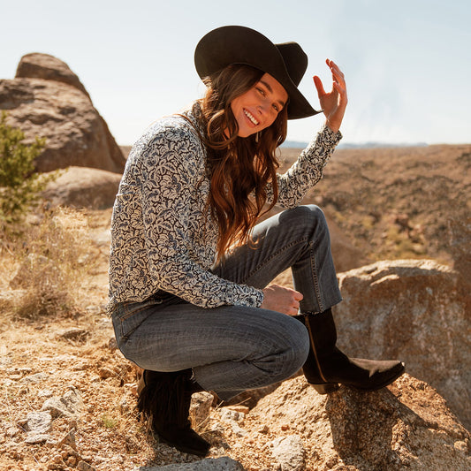 Stetson Halle Suede Fringe Side Zip Boot