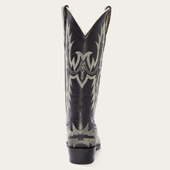 Stetson Tina Black & White Flame Embroidered Cowboy Boot