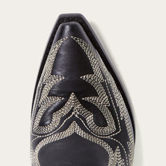 Stetson Tina Black & White Flame Embroidered Cowboy Boot