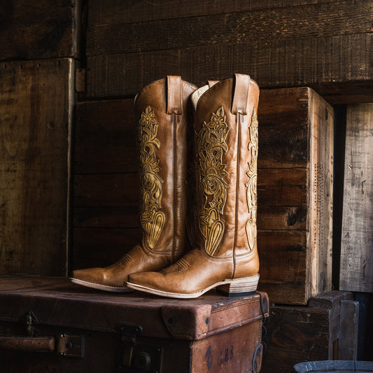 Bota de cuero repujado a mano Stetson Jules