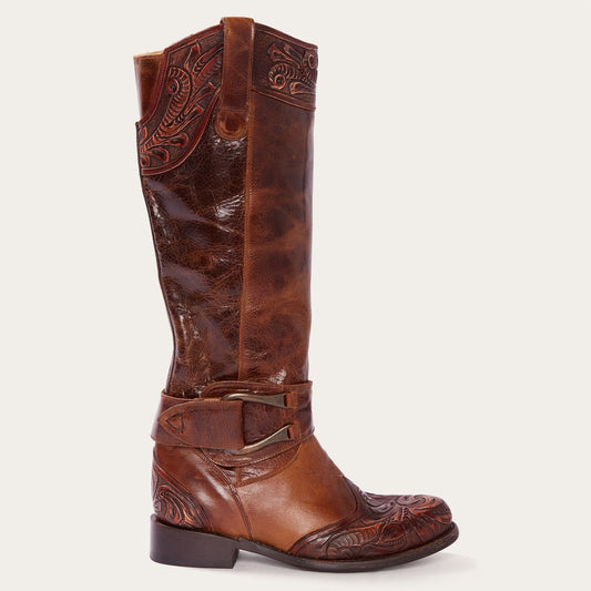 Stetson Burnished Cognac Paisley Side Zip Cowboy Boot - Stetson