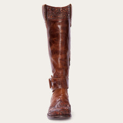 Stetson Burnished Cognac Paisley Side Zip Cowboy Boot - Stetson