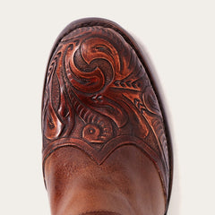 Stetson Burnished Cognac Paisley Side Zip Cowboy Boot