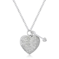 .12 Ct Rhodium Heart and Arrow Pendant with CZ - JGI