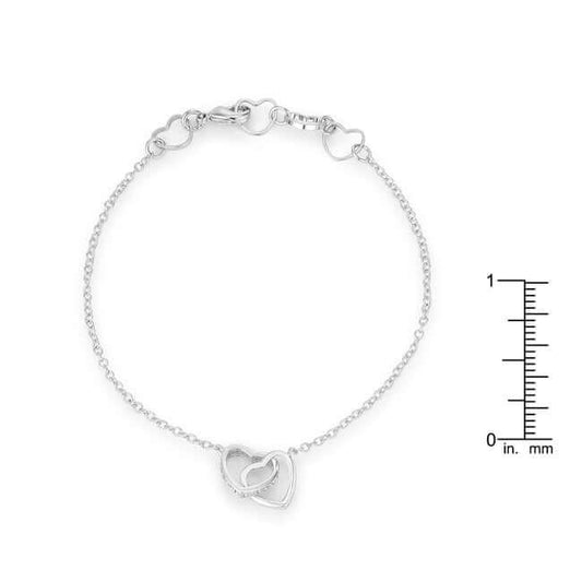 .12 Ct Rhodium Interlocked Hearts Bracelet with CZ Accents - JGI