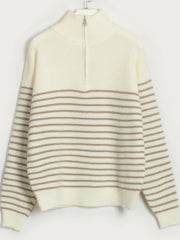 Striped Half Zip Long Sleeve Sweater