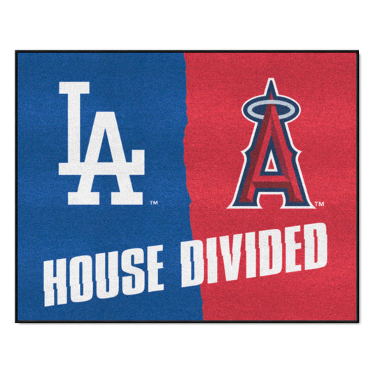 MLB House Divided - Dodgers / Angels House Divided Rug - 34 in. x 42.5 in.