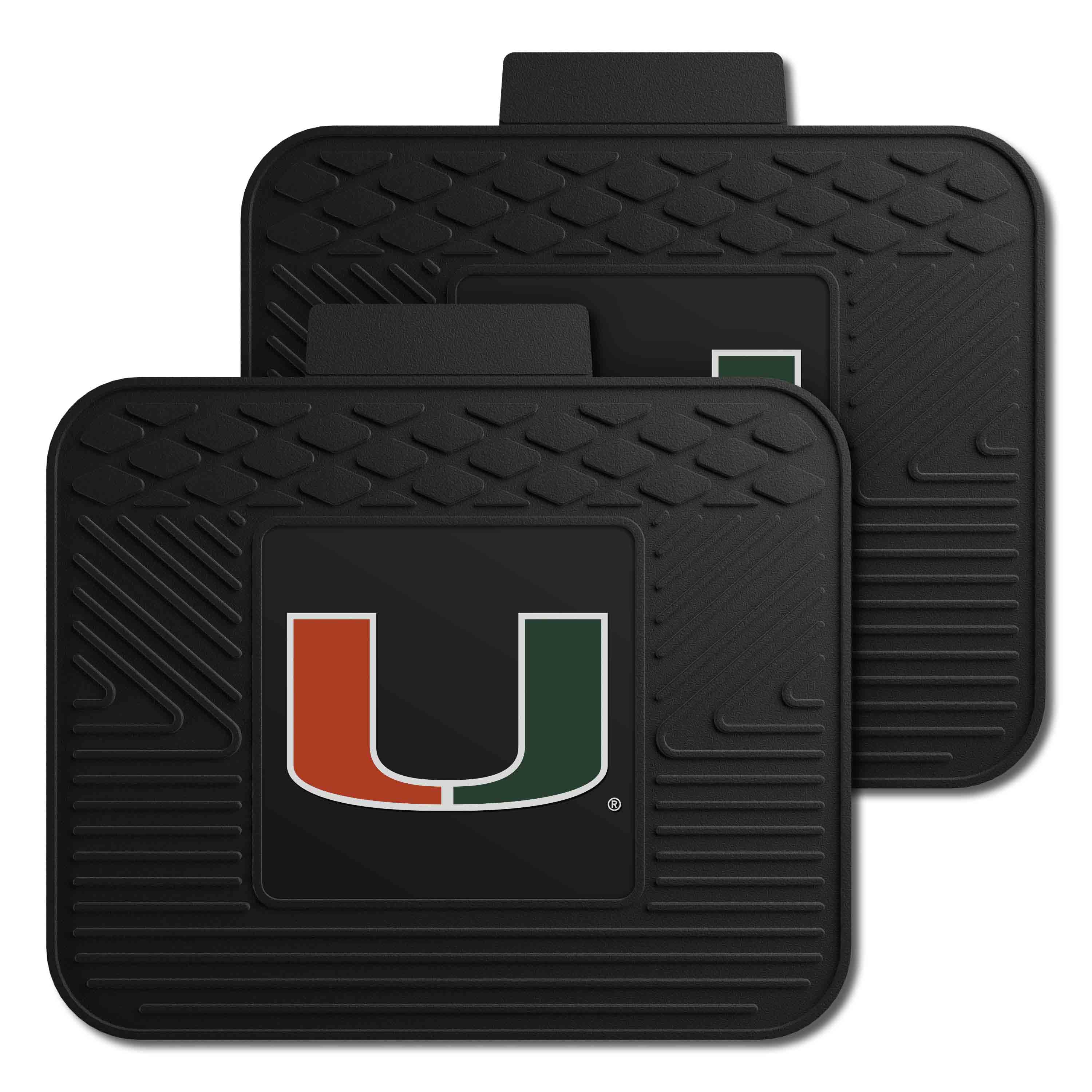 Miami Hurricanes Back Seat Car Utility Mats - 2 Piece Set - Miami