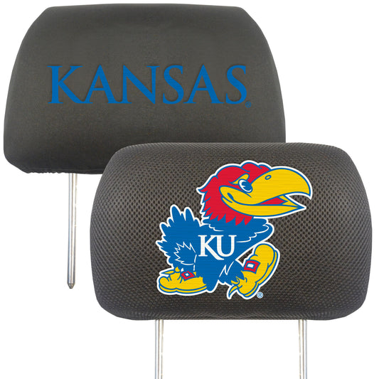 Kansas Jayhawks Embroidered Head Rest Cover Set - 2 Pieces - Kansas