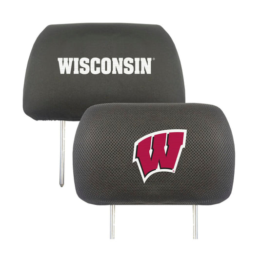 Wisconsin Badgers Embroidered Head Rest Cover Set - 2 Pieces