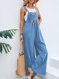 Full Size Square Neck Wide Strap Overalls - Trendsi