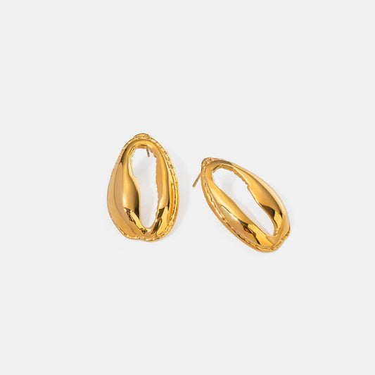 18K Gold-Plated Tooth Shell Earrings - Trendsi