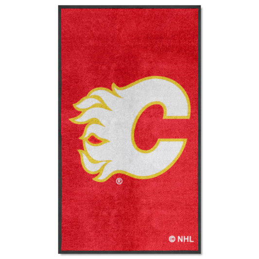 Calgary Flames 3X5 High-Traffic Mat with Durable Rubber Backing - Portrait Orientation