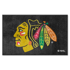 Chicago Blackhawks 4X6 High-Traffic Mat with Durable Rubber Backing - Landscape Orientation - Chicago Blackhawks