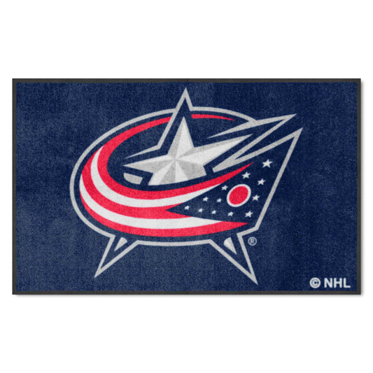 Columbus Blue Jackets 4X6 High-Traffic Mat with Durable Rubber Backing - Landscape Orientation