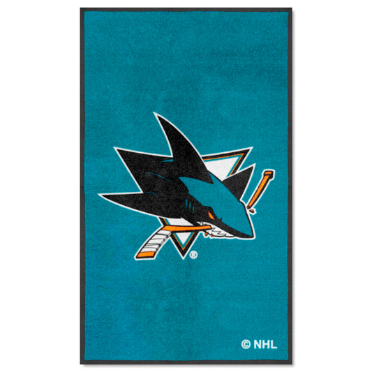 San Jose Sharks 3X5 High-Traffic Mat with Durable Rubber Backing - Portrait Orientation