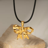 18K Gold-Plated Bow Pendant Necklace Trendsi