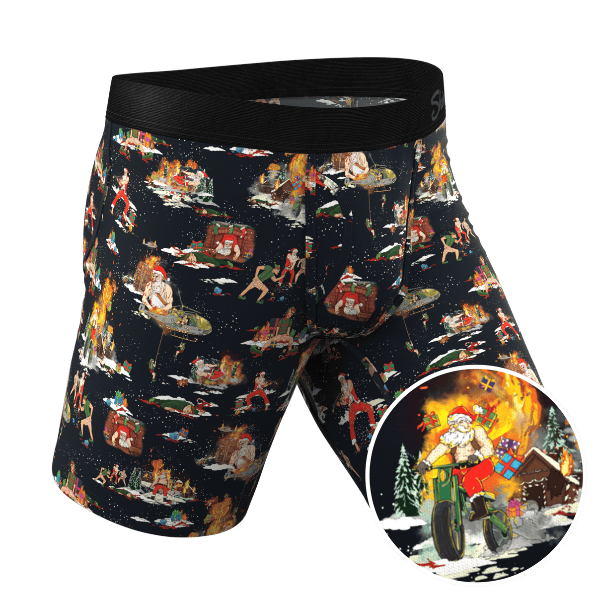 The 12 Slays of Christmas | Christmas Scene Long Leg Ball Hammock® Pouch Boxers With Fly - Shinesty