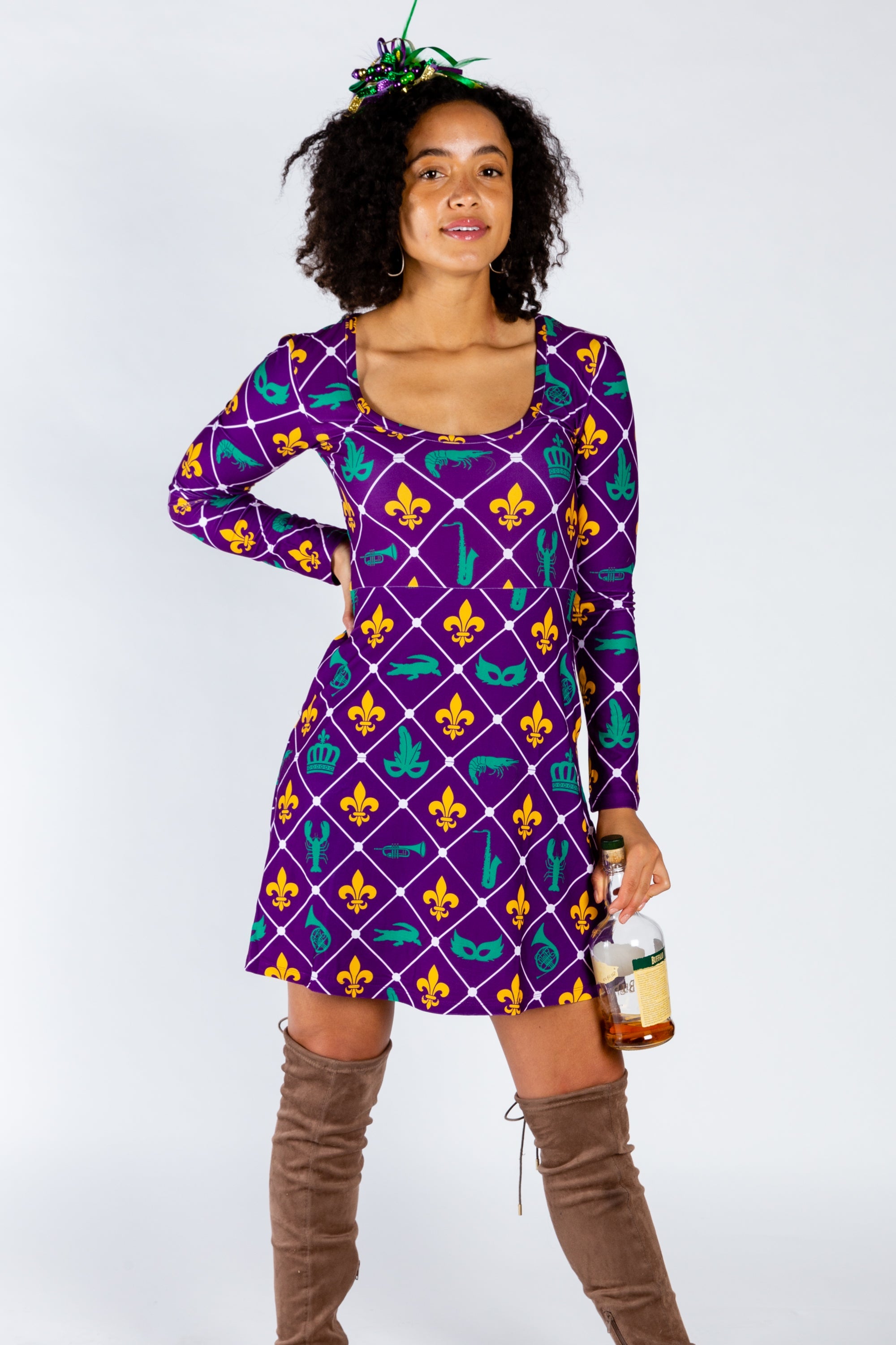 The Bourbon St. Special | Mardi Gras Printed Skater Dress