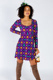 The Bourbon St. Special | Mardi Gras Printed Skater Dress - Shinesty