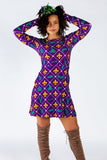 The Bourbon St. Special | Mardi Gras Printed Skater Dress - Shinesty