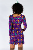 The Bourbon St. Special | Mardi Gras Printed Skater Dress - Shinesty