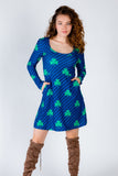 The Boondock | Navy Stripe Shamrock Skater Dress - Shinesty