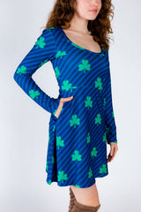 The Boondock | Navy Stripe Shamrock Skater Dress