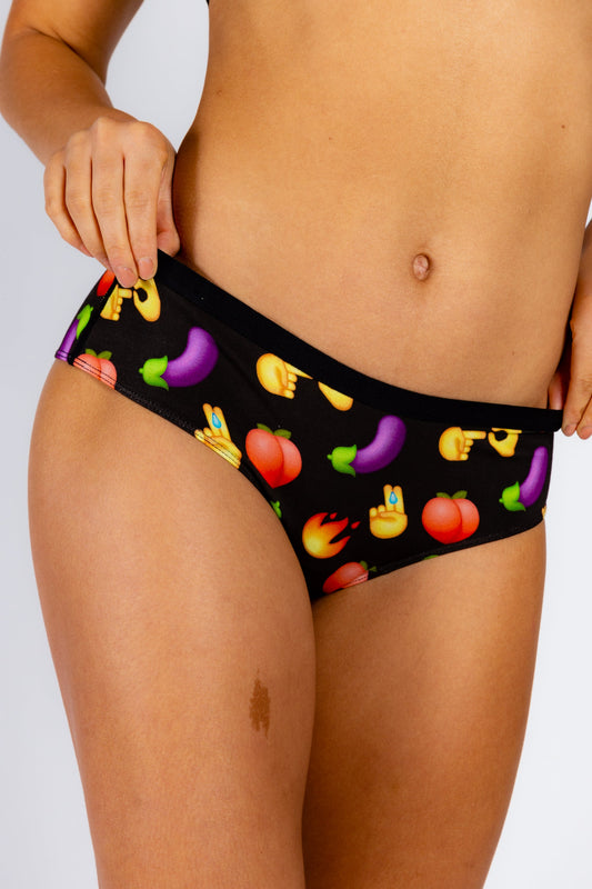 The Emoji After Party | Black Emoji Cheeky Underwear