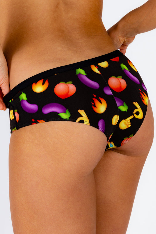 The Emoji After Party | Black Emoji Cheeky Underwear