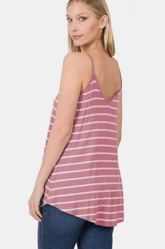 Zenana Striped Curved Hem Cami - Flyclothing LLC