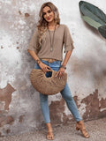 V-Neck Half Sleeve Blouse Trendsi