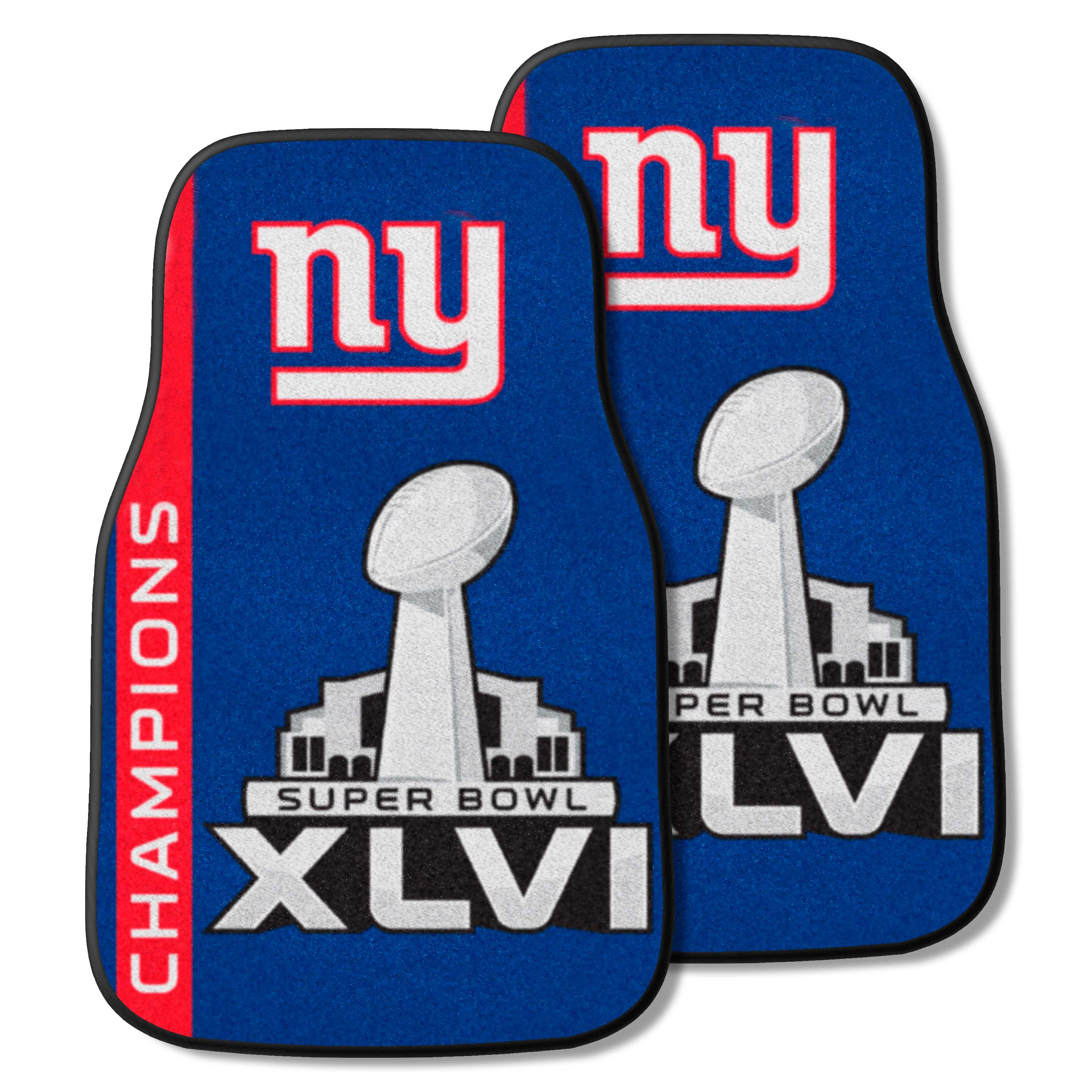 New York Giants Front Carpet Car Mat Set - 2 Pieces, 2012 Super Bowl XLVI Champions