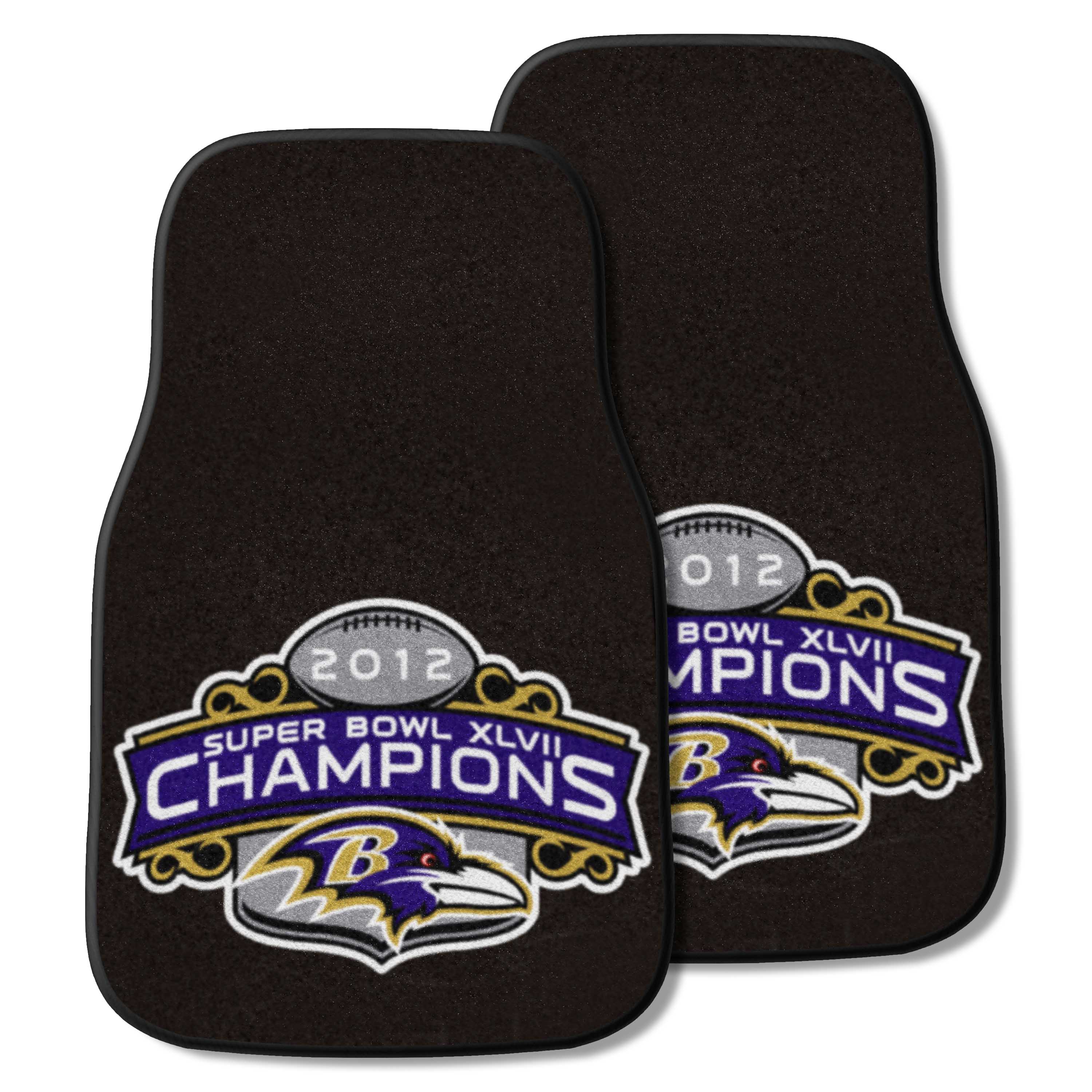 Baltimore Ravens 2013 Super Bowl XLVII Champions Front Carpet Car Mat Set - 2 Pieces