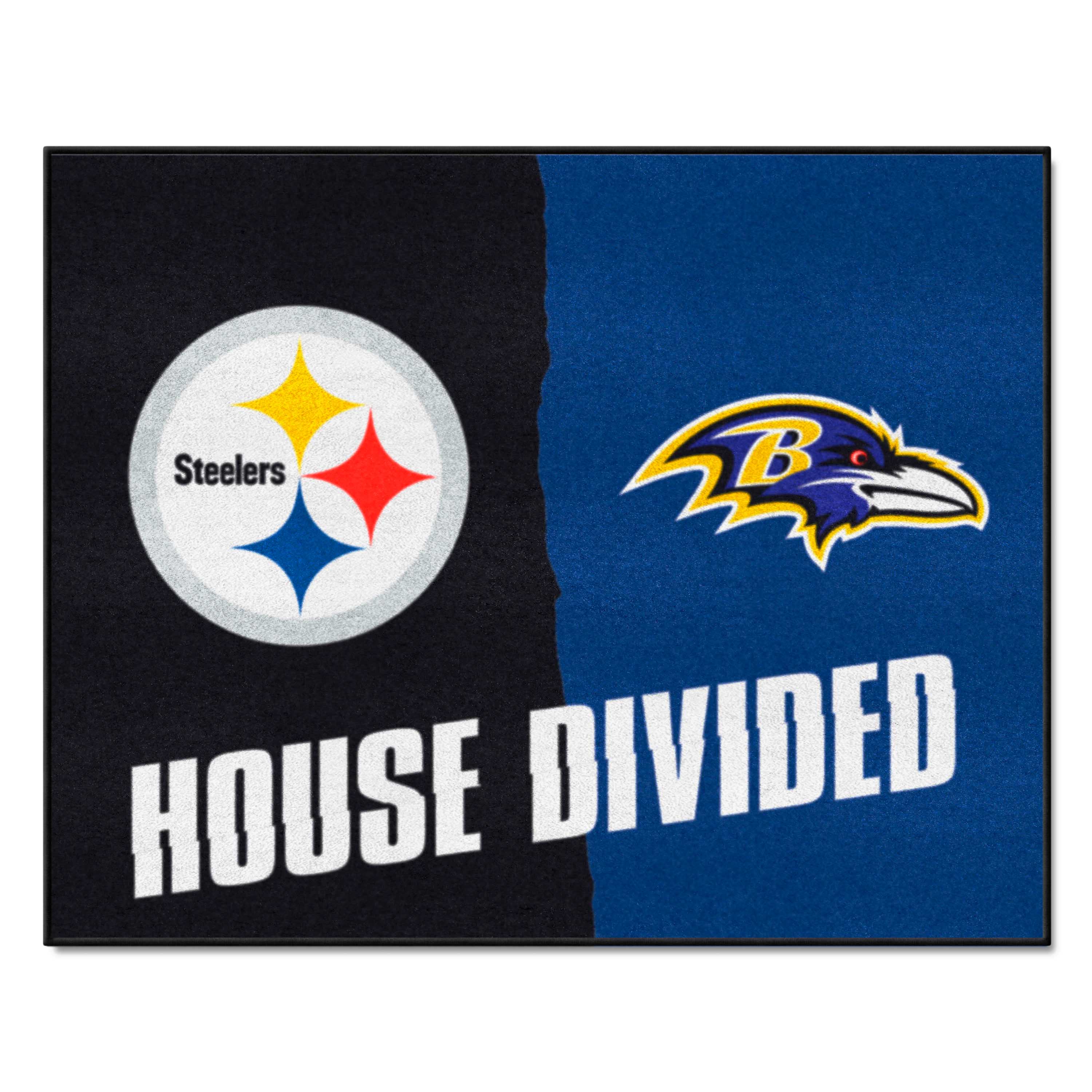 NFL House Divided - Steelers / Ravens House Divided Rug - 34 in. x 42.5 in. - NFL House Divided - Steelers / Ravens