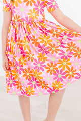 Retro Daisies S/S Pocket Twirl Dress