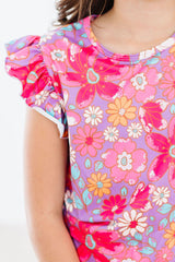 Hawaiian Floral S/S Ruffle Tee