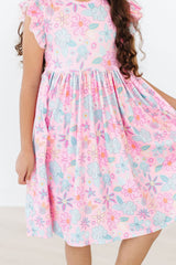 Beachy Blooms Flutter Sleeve Twirl Dress - Mila & Rose ®