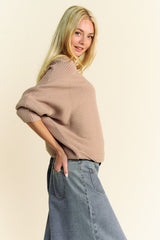 Davi & Dani Round Neck Batwing Sleeve Sweater