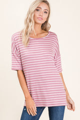 BOMBOM Striped Round Neck Half Sleeve T-Shirt - Trendsi