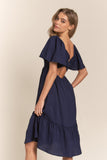 J.NNA Smocked Bow Back Ruffle Hem Dress - Flyclothing LLC