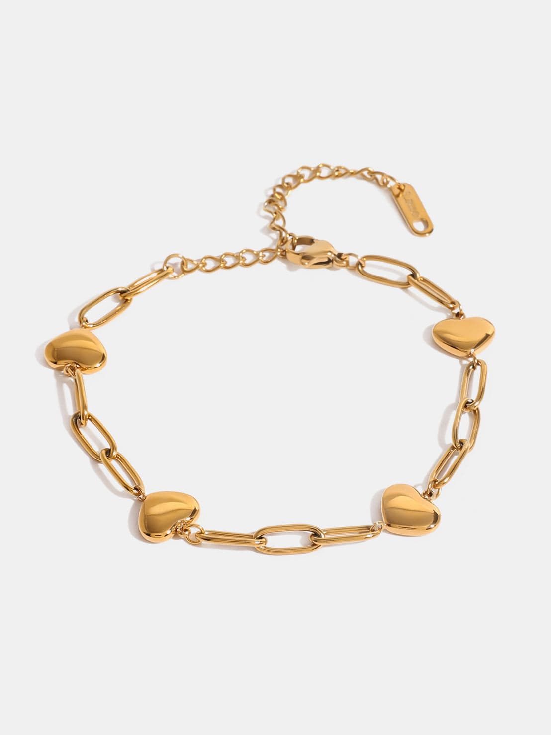 18K Gold-Plated Stainless Steel Heart Bracelet - Trendsi