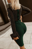 Rhinestone Mock Neck Long Sleeve Dress - Flyclothing LLC