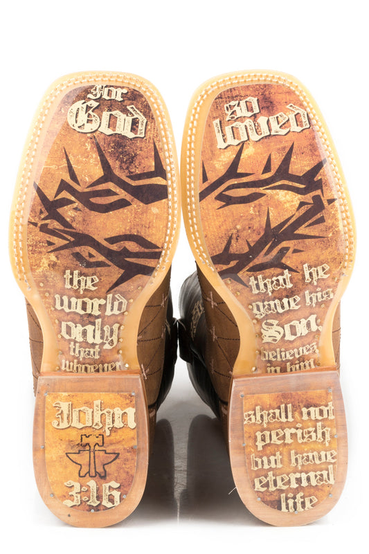 Tin Haul Mens El Evangelio Con Juan 3:16 Sole