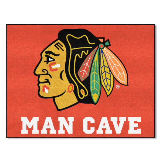 Chicago Blackhawks Man Cave All-Star Rug - 34 in. x 42.5 in. - Chicago Blackhawks