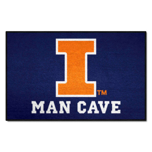 Illinois Illini Man Cave Starter Mat Accent Rug - 19in. x 30in.