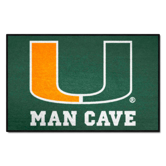 Miami Hurricanes Man Cave Starter Mat Accent Rug - 19in. x 30in.