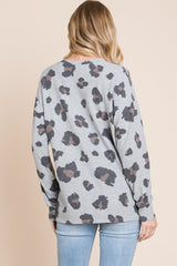 BOMBOM Leopard Drop Shoulder T-Shirt - Trendsi